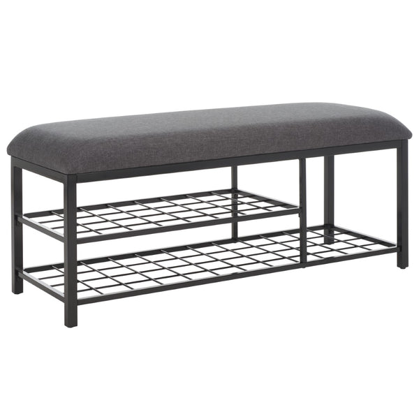 Safavieh Milligan Open Shelf Bench W/ Cushion XII23 Dark Grey / Black   Mdf BCH5003C