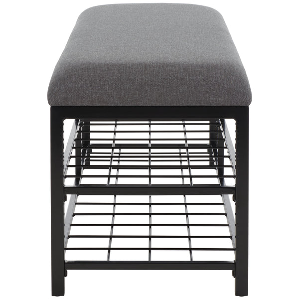 Safavieh Milligan Open Shelf Bench W/ Cushion XII23 Dark Grey / Black   Mdf BCH5003C