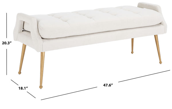 Safavieh Everdeen Bench - Modern Upholstered Seating With Plush Cushion, Channel Tufting & Stylish Gold Legs Light Grey / Gold BCH5200A