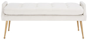 Safavieh Everdeen Bench - Modern Upholstered Seating With Plush Cushion, Channel Tufting & Stylish Gold Legs Light Grey / Gold BCH5200A