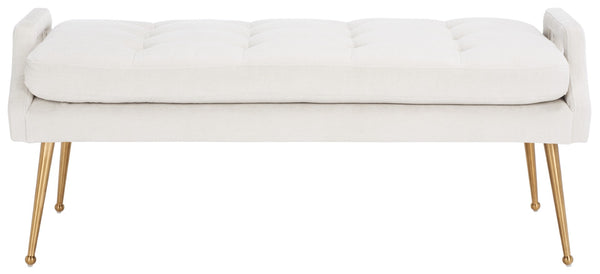Safavieh Everdeen Bench - Modern Upholstered Seating With Plush Cushion, Channel Tufting & Stylish Gold Legs Light Grey / Gold BCH5200A
