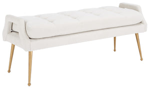 Safavieh Everdeen Bench - Modern Upholstered Seating With Plush Cushion, Channel Tufting & Stylish Gold Legs Light Grey / Gold BCH5200A