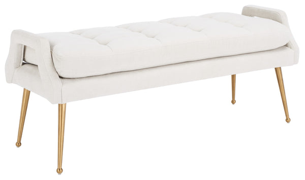 Safavieh Everdeen Bench - Modern Upholstered Seating With Plush Cushion, Channel Tufting & Stylish Gold Legs Light Grey / Gold BCH5200A