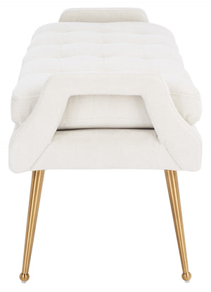 Safavieh Everdeen Bench - Modern Upholstered Seating With Plush Cushion, Channel Tufting & Stylish Gold Legs Light Grey / Gold BCH5200A