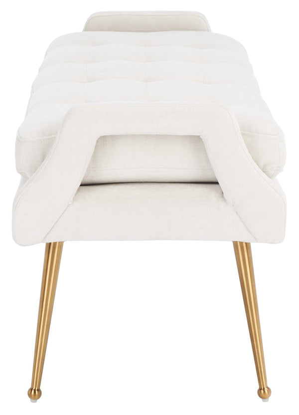 Safavieh Everdeen Bench - Modern Upholstered Seating With Plush Cushion, Channel Tufting & Stylish Gold Legs Light Grey / Gold BCH5200A
