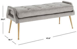 Safavieh Everdeen Bench - Modern Upholstered Seating With Plush Cushion, Channel Tufting & Stylish Gold Legs Silver Grey / Gold BCH5200B