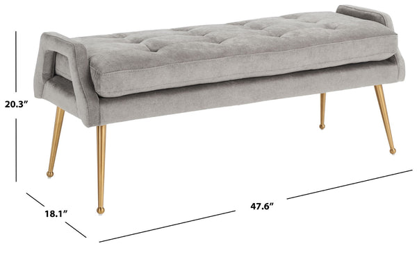 Safavieh Everdeen Bench - Modern Upholstered Seating With Plush Cushion, Channel Tufting & Stylish Gold Legs Silver Grey / Gold BCH5200B