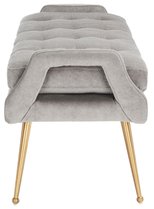Safavieh Everdeen Bench - Modern Upholstered Seating With Plush Cushion, Channel Tufting & Stylish Gold Legs Silver Grey / Gold BCH5200B