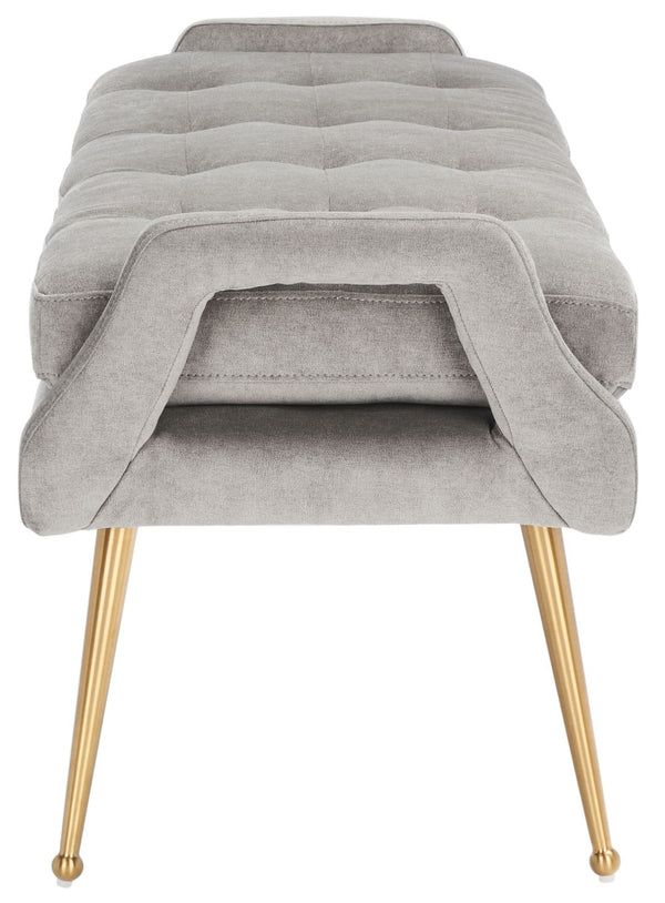 Safavieh Everdeen Bench - Modern Upholstered Seating With Plush Cushion, Channel Tufting & Stylish Gold Legs Silver Grey / Gold BCH5200B