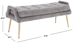 Safavieh Everdeen Bench - Modern Upholstered Seating With Plush Cushion, Channel Tufting & Stylish Gold Legs Charcoal / Gold BCH5200C