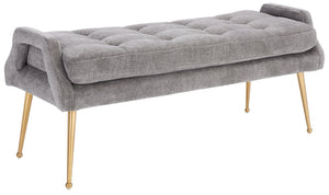 Safavieh Everdeen Bench - Modern Upholstered Seating With Plush Cushion, Channel Tufting & Stylish Gold Legs Charcoal / Gold BCH5200C