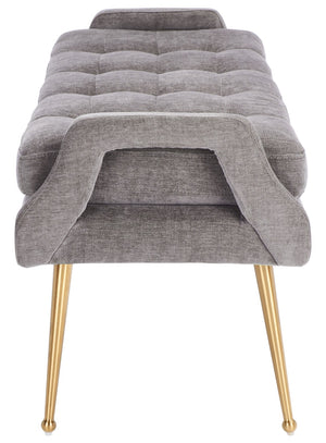 Safavieh Everdeen Bench - Modern Upholstered Seating With Plush Cushion, Channel Tufting & Stylish Gold Legs Charcoal / Gold BCH5200C