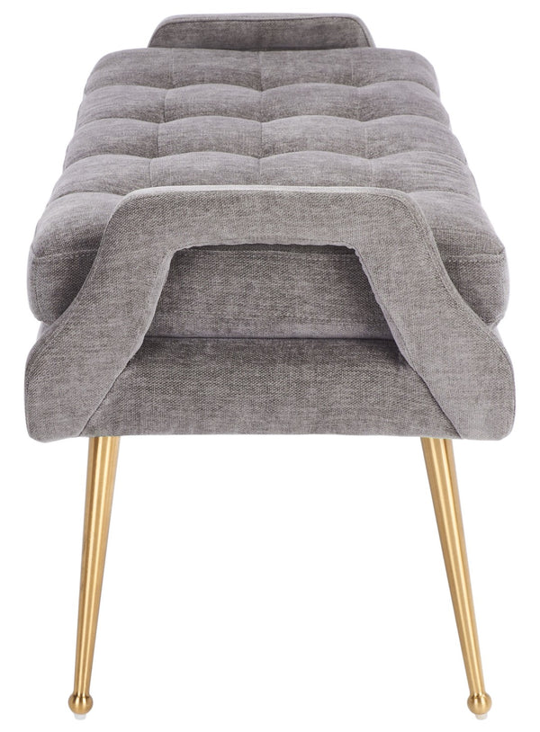 Safavieh Everdeen Bench - Modern Upholstered Seating With Plush Cushion, Channel Tufting & Stylish Gold Legs Charcoal / Gold BCH5200C