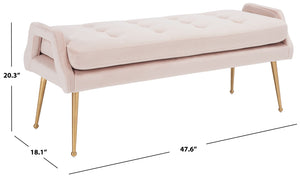Safavieh Everdeen Bench - Modern Upholstered Seating With Plush Cushion, Channel Tufting & Stylish Gold Legs Pink / Gold BCH5200D