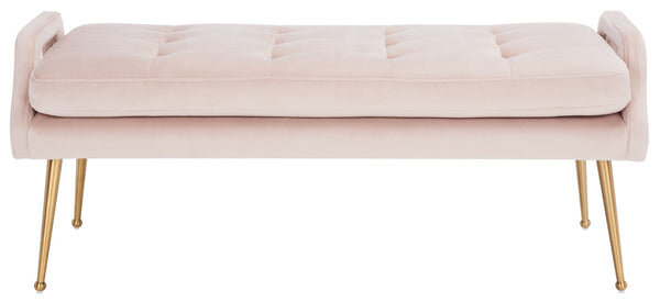 Safavieh Everdeen Bench - Modern Upholstered Seating With Plush Cushion, Channel Tufting & Stylish Gold Legs Pink / Gold BCH5200D