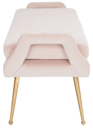 Safavieh Everdeen Bench - Modern Upholstered Seating With Plush Cushion, Channel Tufting & Stylish Gold Legs Pink / Gold BCH5200D