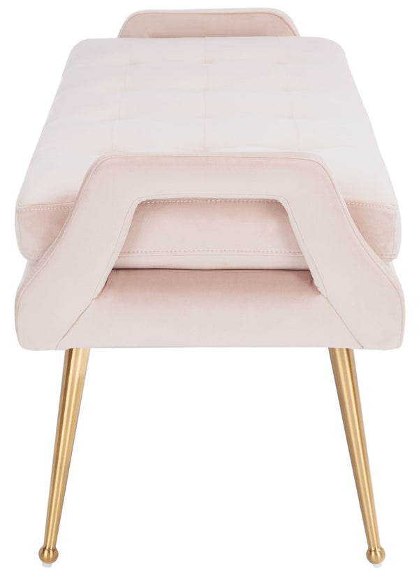 Safavieh Everdeen Bench - Modern Upholstered Seating With Plush Cushion, Channel Tufting & Stylish Gold Legs Pink / Gold BCH5200D