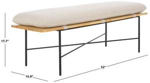 Safavieh Emric Elegant Cream And Black Bench With Padded Cushion – Stylish Comfort For Any Space Creme ,Black Wood,Metal,Fabric,Foam Bch5201a