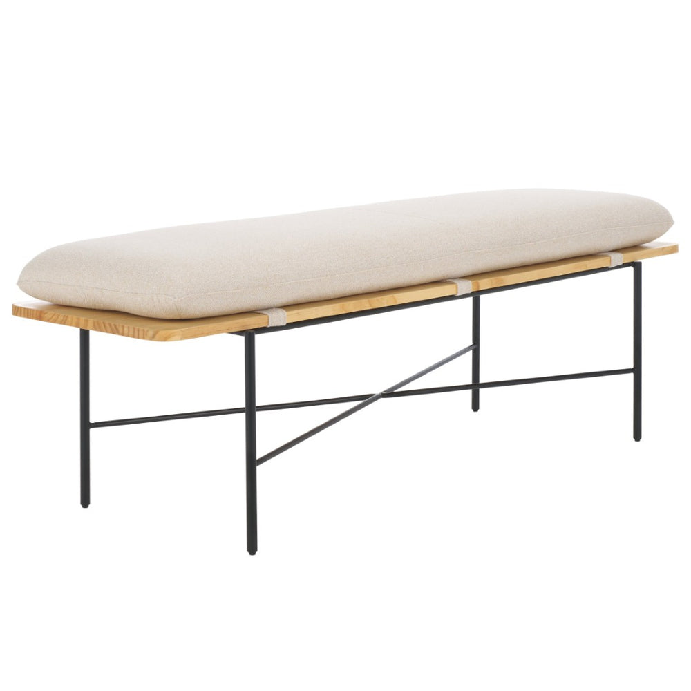Safavieh Emric Bench - Stylish Pinewood Seating With Cream Cushion & Black Metal Base For Entryways & More BCH5201A