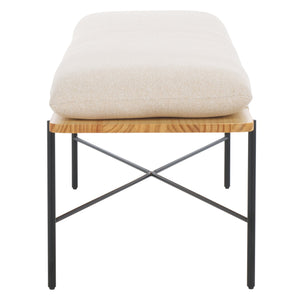Safavieh Emric Elegant Cream And Black Bench With Padded Cushion – Stylish Comfort For Any Space Creme ,Black Wood,Metal,Fabric,Foam Bch5201a