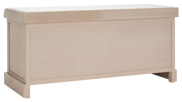 Safavieh Briar 3-Drawer Cushion Bench - Farmhouse Charm With Practical Storage For Entryway & Bedroom Decor Sand Frame / Distressed White Drawers BCH5700B