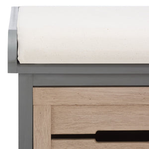 Safavieh Briar 3-Drawer Cushion Bench - Farmhouse Charm With Practical Storage For Entryway & Bedroom Decor Distressed Grey Frame / Sand Drawers BCH5700C