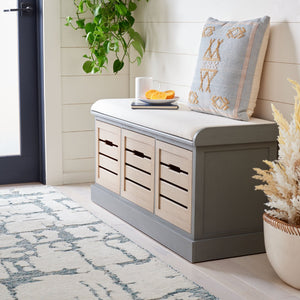 Safavieh Briar 3-Drawer Cushion Bench - Farmhouse Charm With Practical Storage For Entryway & Bedroom Decor Distressed Grey Frame / Sand Drawers BCH5700C