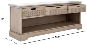 Safavieh Landers Contemporary 3-Drawer Storage Bench With Soft Sand Finish And Open Shelf For Organized Living BCH5701D