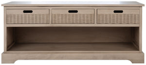 Safavieh Landers Contemporary 3-Drawer Storage Bench With Soft Sand Finish And Open Shelf For Organized Living BCH5701D