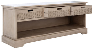 Safavieh Landers Contemporary 3-Drawer Storage Bench With Soft Sand Finish And Open Shelf For Organized Living BCH5701D