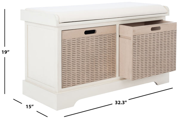 Safavieh Landers Versatile Storage Bench With Cushioned Seat For Entryways, Mudrooms, And Bedrooms Distressed White BCH5702A