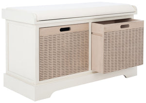 Safavieh Landers Versatile Storage Bench With Cushioned Seat For Entryways, Mudrooms, And Bedrooms Distressed White BCH5702A