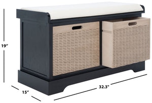 Safavieh Landers Versatile Storage Bench With Cushioned Seat For Entryways, Mudrooms, And Bedrooms Black BCH5702B