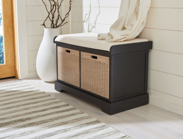 Safavieh Landers Versatile Storage Bench With Cushioned Seat For Entryways, Mudrooms, And Bedrooms Black BCH5702B