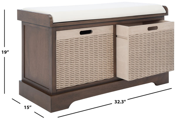 Safavieh Landers Versatile Storage Bench With Cushioned Seat For Entryways, Mudrooms, And Bedrooms Brown BCH5702C