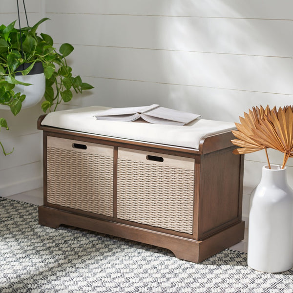 Safavieh Landers Versatile Storage Bench With Cushioned Seat For Entryways, Mudrooms, And Bedrooms Brown BCH5702C