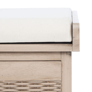 Safavieh Landers Versatile Storage Bench With Cushioned Seat For Entryways, Mudrooms, And Bedrooms Sand BCH5702D