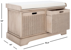 Safavieh Landers Versatile Storage Bench With Cushioned Seat For Entryways, Mudrooms, And Bedrooms Sand BCH5702D