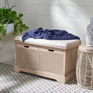 Safavieh Landers Versatile Storage Bench With Cushioned Seat For Entryways, Mudrooms, And Bedrooms Sand BCH5702D