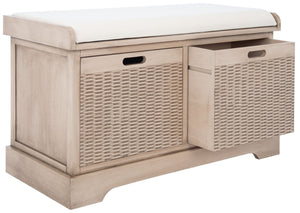 Safavieh Landers Versatile Storage Bench With Cushioned Seat For Entryways, Mudrooms, And Bedrooms Sand BCH5702D