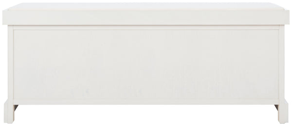 Safavieh Landers Farmhouse Storage Bench With Cushion Top And Three Basket Drawers For Entryway Organization Distressed White BCH5703A