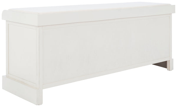 Safavieh Landers Farmhouse Storage Bench With Cushion Top And Three Basket Drawers For Entryway Organization Distressed White BCH5703A