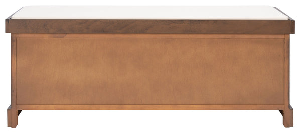 Safavieh Landers Farmhouse Storage Bench With Cushion Top And Three Basket Drawers For Entryway Organization Brown BCH5703C