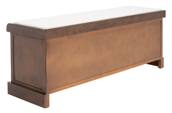 Safavieh Landers Farmhouse Storage Bench With Cushion Top And Three Basket Drawers For Entryway Organization Brown BCH5703C