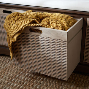 Safavieh Landers Farmhouse Storage Bench With Cushion Top And Three Basket Drawers For Entryway Organization Brown BCH5703C