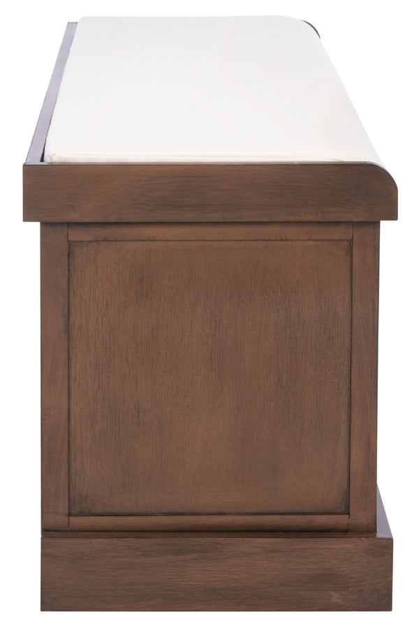 Safavieh Landers Farmhouse Storage Bench With Cushion Top And Three Basket Drawers For Entryway Organization Brown BCH5703C