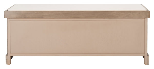 Safavieh Landers Farmhouse Storage Bench With Cushion Top And Three Basket Drawers For Entryway Organization Sand BCH5703D