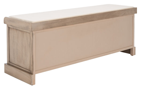 Safavieh Landers Farmhouse Storage Bench With Cushion Top And Three Basket Drawers For Entryway Organization Sand BCH5703D