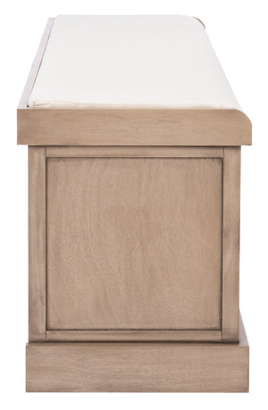Safavieh Landers Farmhouse Storage Bench With Cushion Top And Three Basket Drawers For Entryway Organization Sand BCH5703D