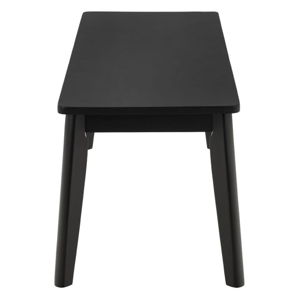 Safavieh Tevin Upholstered Bench Solid Rubberwood Frame Mid-Century Entryway Bedroom Seat Black BCH5900B